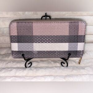 Unbranded Fashion Plaid Textured Wallet in Pink and Gray Like New